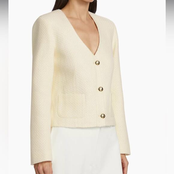 Anine Bing Anitta V-Neck Jacket Ivory Woven Women’s Sz M - Picture 3 of 12